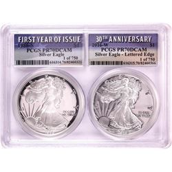 1986-S & 2016-W $1 Proof American Silver Eagle Coin Set PCGS PR70DCAM