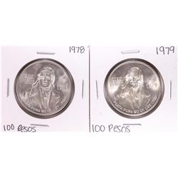 Lot of (2) Mexico 100 Pesos Silver Coins