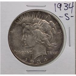 1934-S $1 Peace Silver Dollar Coin