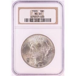 1923 $1 Peace Silver Dollar Coin NGC MS65
