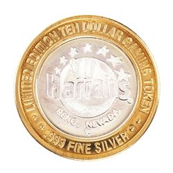 .999 Fine Silver Harrah's Casino Reno, Nevada $10 Limited Edition Gaming Token