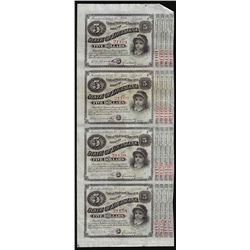 Uncut Sheet of (4) State of Louisiana Baby Bond Obsolete Notes