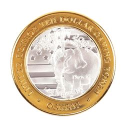 .999 Fine Silver Osheas Las Vegas, Nevada $10 Limited Edition Gaming Token