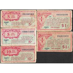 Lot of (5) Series 471 Military Payment Certificate Notes