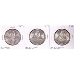 Lot of 1977-1979 Mexico 100 Pesos Silver Coins