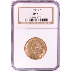 1882 $10 Liberty Head Eagle Gold Coin NGC MS61