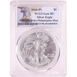 2016-P $1 American Silver Eagle Coin PCGS Gem BU Struck at the Philadelphia Mint