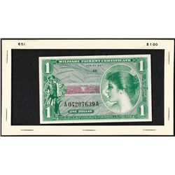 Series 651 $1 Military Payment Certificate Note