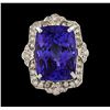 Image 2 : 31.60 ctw Tanzanite and Diamond Ring - 14KT White Gold