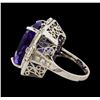 Image 3 : 31.60 ctw Tanzanite and Diamond Ring - 14KT White Gold