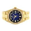 Image 4 : Rolex Mens 18K Yellow Blue Vignette Diamond Lugs Quickset President Wristwatch W