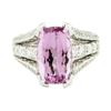 Image 2 : 7.74 ctw Rectangular Cushion Brilliant Pink Topaz And Diamond Ring - 18KT White