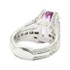 Image 3 : 7.74 ctw Rectangular Cushion Brilliant Pink Topaz And Diamond Ring - 18KT White