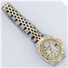 Image 6 : Rolex Ladies 2 Tone 14K MOP Emerald & Pyramid Diamond Diamond Datejust Wriswatch