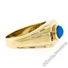 Image 6 : Men's 14kt Yellow Gold Oval Cabochon Turquoise Solitaire and Diamond Ring
