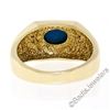 Image 7 : Men's 14kt Yellow Gold Oval Cabochon Turquoise Solitaire and Diamond Ring
