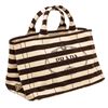 Image 2 : Prada Black White Canvas Medium Canapa Shopping Tote Bag