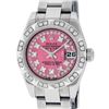 Rolex Ladies Stainless Steel Quickset Pink String Diamond Datejust Wristwatch