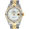 Rolex Mens 2 Tone 14K MOP Roman & Ruby Channel Set Diamond Datejust Wristwatch