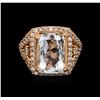 Image 2 : 14KT Rose Gold 7.96 ctw Aquamarine and Diamond Ring