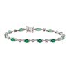 Image 1 : 3.58 ctw Emerald and Diamond Bracelet - 14KT White Gold
