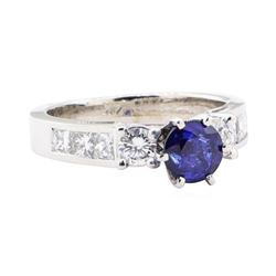 1.88 ctw Sapphire And Diamond Ring - 14KT White Gold