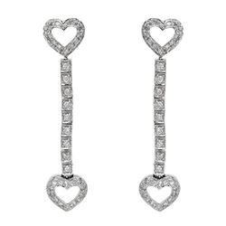 14k White Gold 0.92CTW Diamond Earrings, (SI3/G-H)