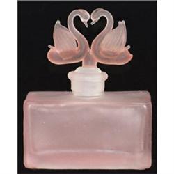 ?Swans? Pink Satin Glass Perfume Bottle #1030888