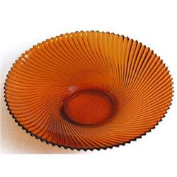 French Elegant Amber Glass Centerpiece Bowl #1030898