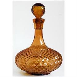 Amber Glass Diamond Pattern Ships Decanter #1030909