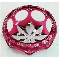 Czech Cranberry Red Cut to Clear Crystal Bowl  #1030923