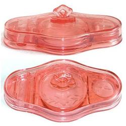 Cambridge Glass Pink Etched Make-Up Compact  #1030943