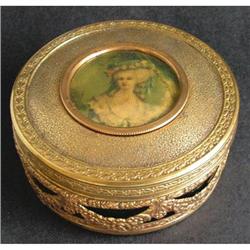 APOLLO Ormolu and Glass Portrait Powder Jar #1030947