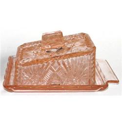 Pink Depression Glass Butter or Cheese Dish #1030974