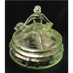 ANNETTE Green Transparent Glass Powder Jar #1030977