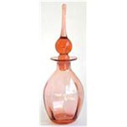 Peach Pink 11inch Hand Blown Perfume Decanter #1030978