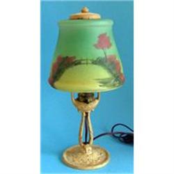 Aladdin Reverse Painted Satin Glass Table Lamp #1030991