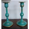 Image 1 : Art Deco Art Glass Gold Splattered Candlesticks#1030997