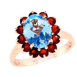 Blue Topaz and Garnet Ring #1031101