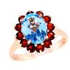Image 1 : Blue Topaz and Garnet Ring #1031101