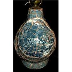 Table Lamp Currier Ives Blue White Shard Work #1031350