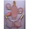 Perfume Bottles Pink Satin Glass 3 Pc Set + #1031357