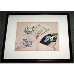  Woodblock Print 1900 Japanese Folding Fans > #1031371