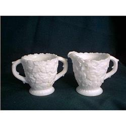 Milk Glass Cream And Sugar by Westmoreland #1031458