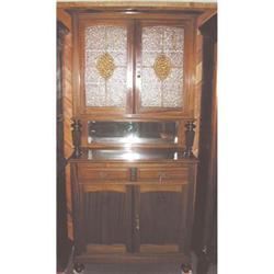 Circa 1890's Stained Glass Mahogany Cabinet #1040545