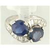 Retro Sapphire & Diamond Moi et Toi Plat Ring #1040643