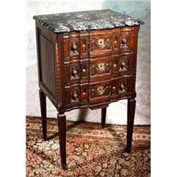 PAIR OF WALNUT MARBLE TOP 3 DRAWER PETIT #1040794