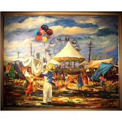 OIL PANTING "CARNIVAL" SIGNED A. TORRES MS010 #1040795