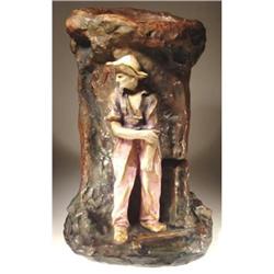 AMPHORA SCULPTURE VASE COAL MINER #1040801