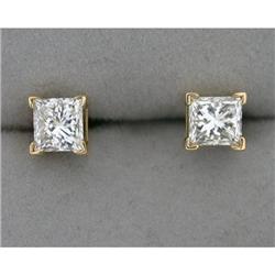  PRINCESS CUT DIAMOND Earrings 1.25 CARATS!! #1040810